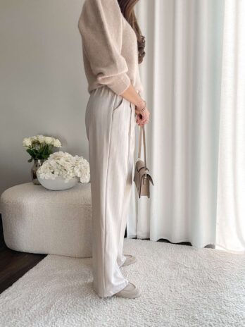 Garniturowe spodnie w prążek Frankie beż