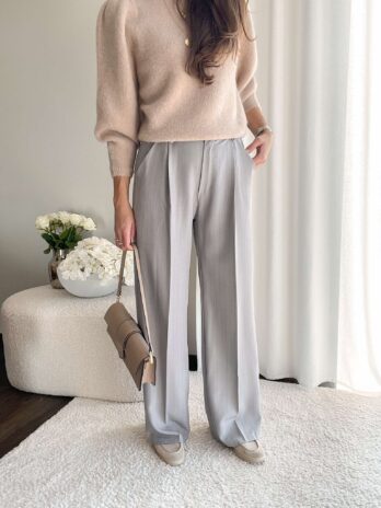 Garniturowe spodnie w prążek Frankie szare