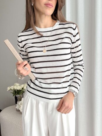 Bluzka w paski Ivy | biel