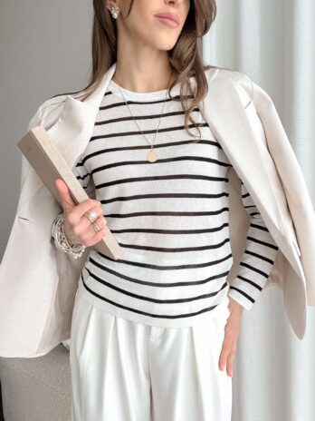 Bluzka w paski Ivy | biel