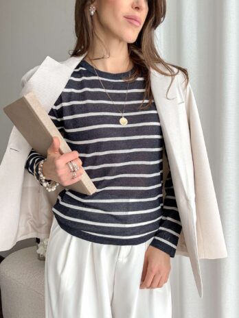 Bluzka w paski Ivy | granatowy