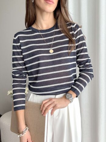 Bluzka w paski Ivy | granatowy
