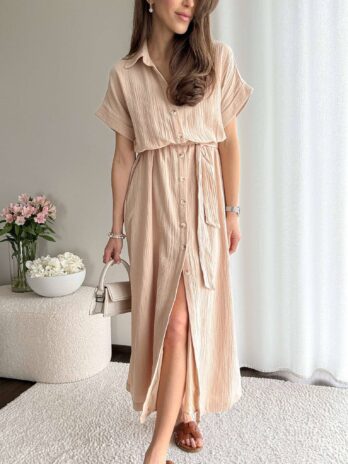 Bawełniana sukienka Dores beż