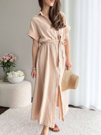 Bawełniana sukienka Dores beż