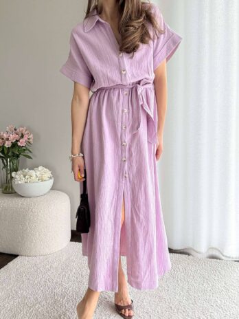 Bawełniana sukienka Dores lilia