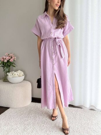 Bawełniana sukienka Dores lilia