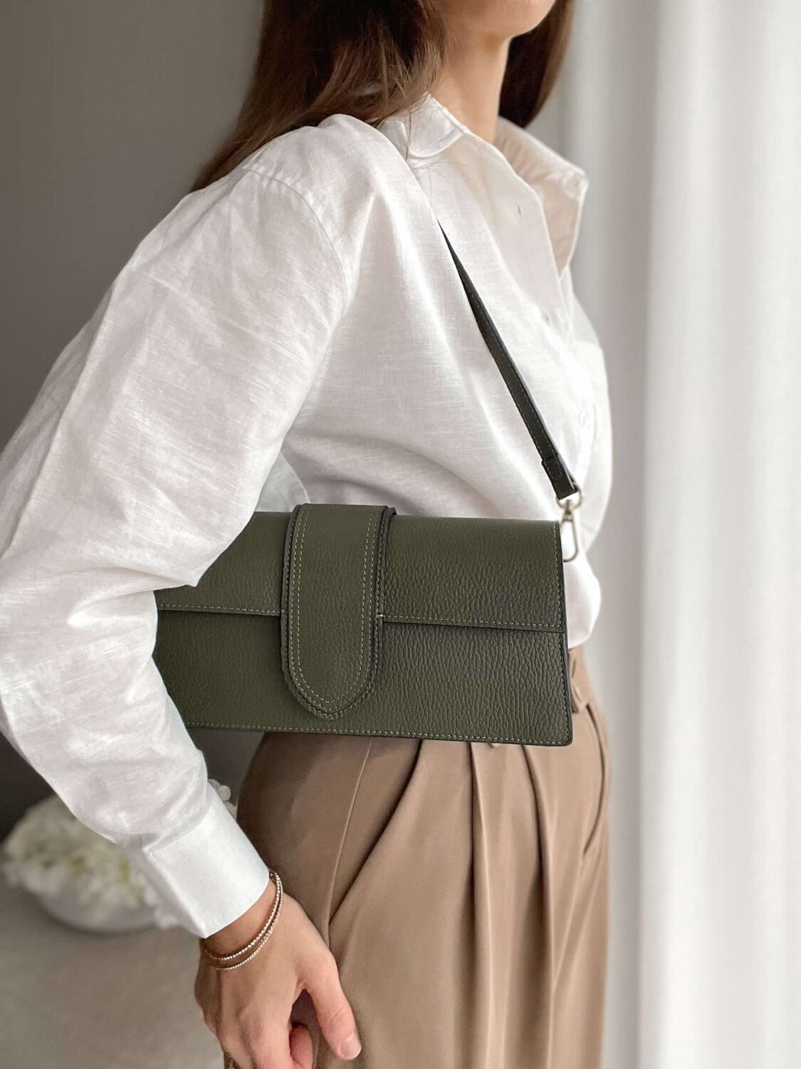 Torebka Hebe khaki 100% skóra naturalna - obrazek 3