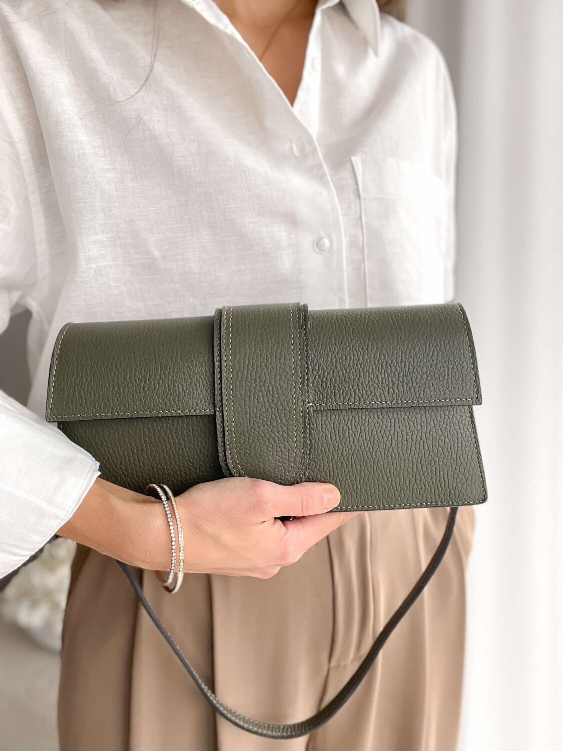 Torebka Hebe khaki 100% skóra naturalna - obrazek 2